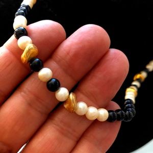 Black and White Pearl beaded necklace